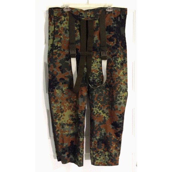 Vtg German Military Bib Pants Overalls Mn 48/50 Flecktarn Camo Canvas Combat 90s - Picture 2 of 10